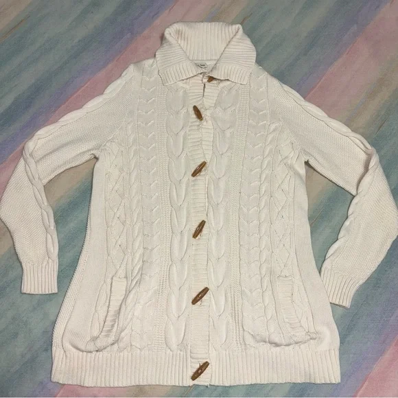 LL Bean Women's Cable Knit Toggle Cardigan size XL - Picture 1 of 6